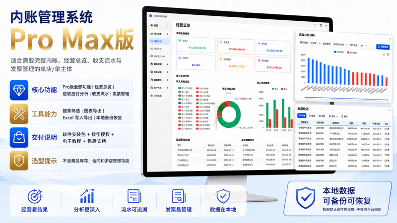 内账管理系统 Pro Max版产品及界面展示